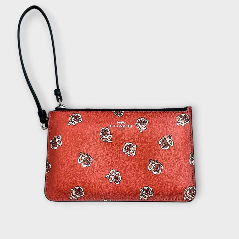 Coach Sienna Rose Print Leather Wristlet Wallet Pouch